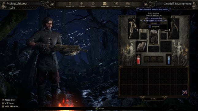 Screenshot of the game's inventory screen showing the Mercenary's armor options.